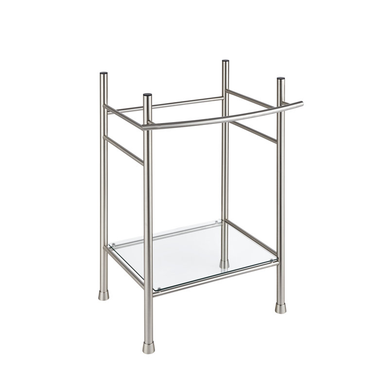 Edgemere Brushed Nickel Metal Console Table Legs with Glass Shelf