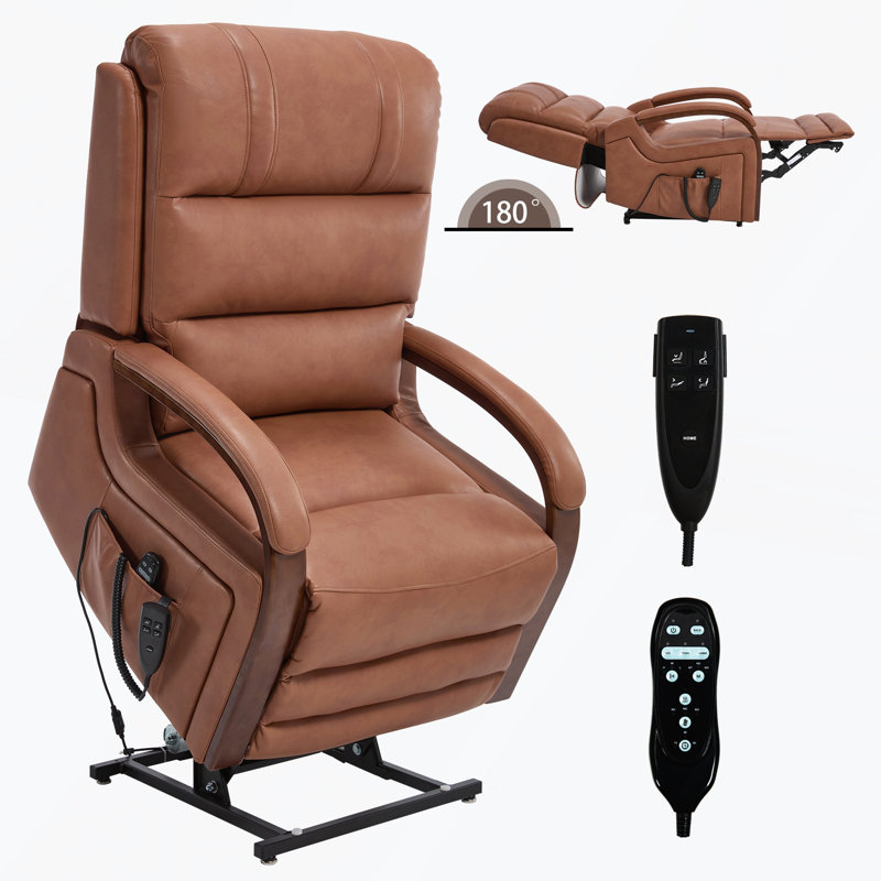 Power Lift Recliner Chair with Dual Motor and Heat Massage for Comfort and Support Up to 350 LBS, Orange