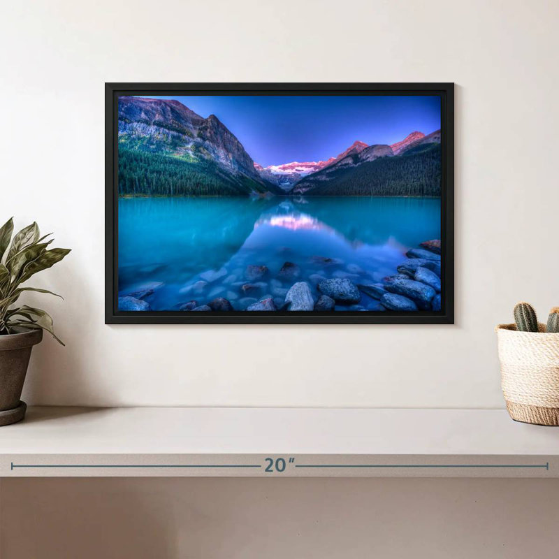 Lever de soleil magique de Lake Louise, Cadre flottant noir, 13 po x 9 po