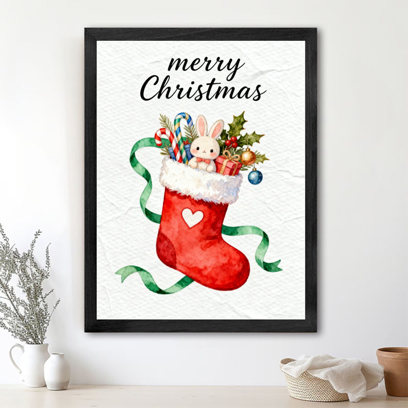 Art mural rétro noir encadré «Merry Christmas», impressions de style rétro, H 11 po x l 9 po