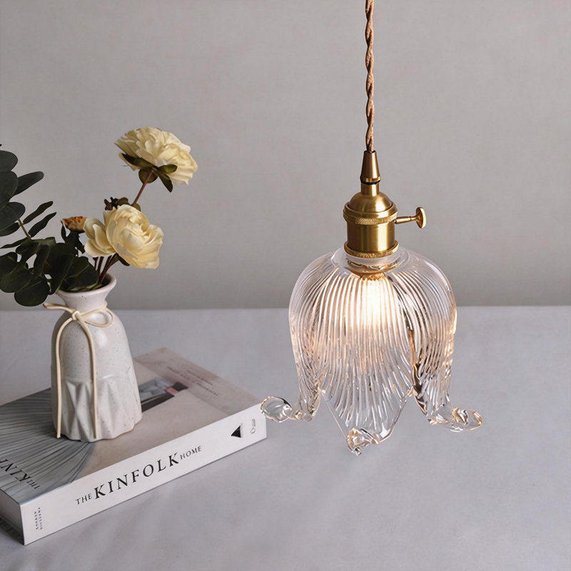 Haylea 1 - Light Brass Unique/Statement Pendant, Clear
