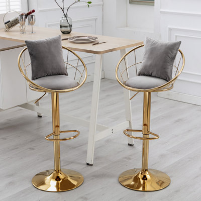 Chaise de bar en velours Peacock Blue