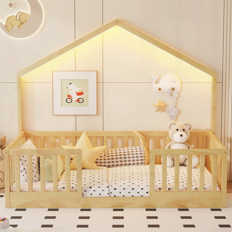 Lit sur pied avec rails hauts, Naturel, Simple