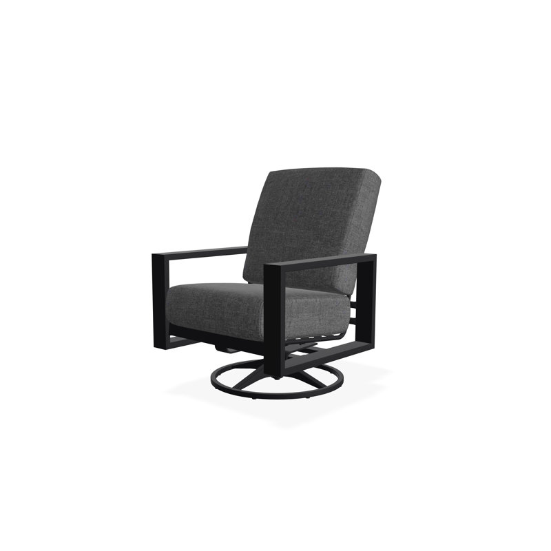 Larssen Deep Seating Cushion Swivel Rocker, Black, Cast Slate Sunbrella® Plainweave