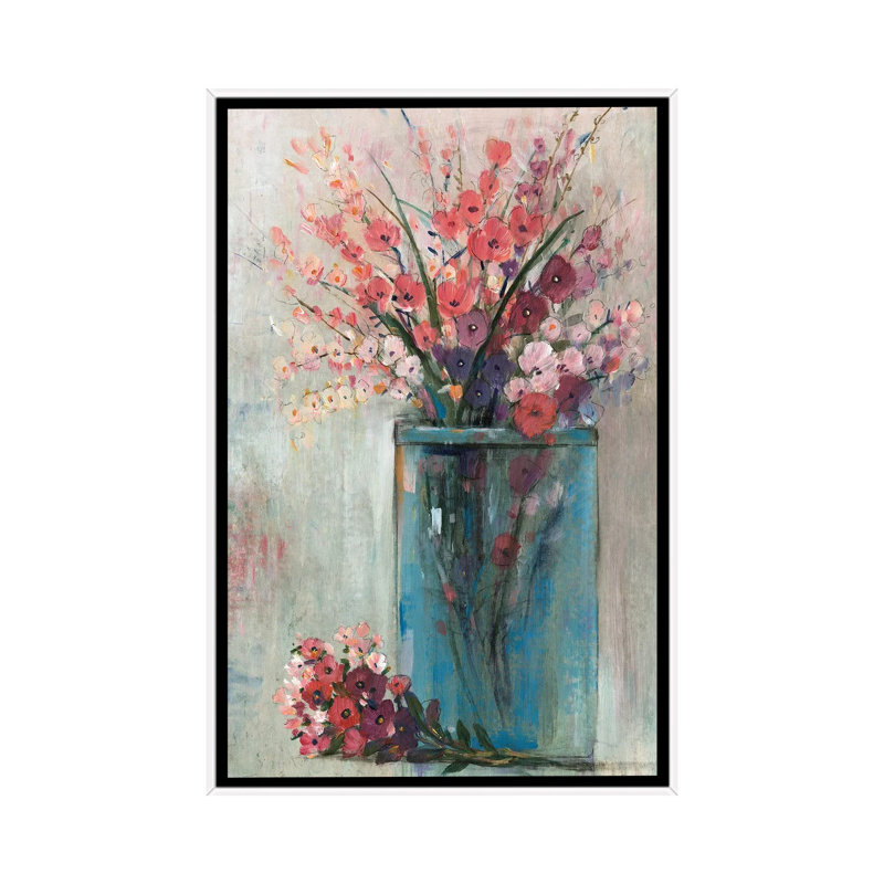 «Blue Jar I», reproduction d'art sur toile encadrée, H 40 po x l 26 po, Toile à cadre flottant sans passe-partout, Blanc