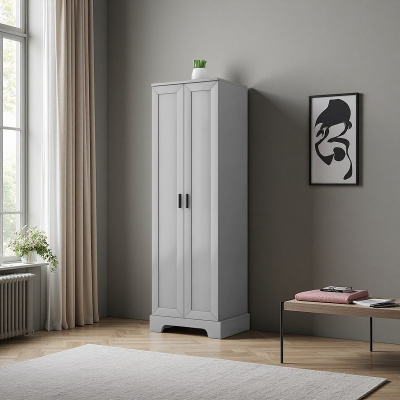 Armoire de rangement avec deux portes pour salle de bain, bureau, tablette réglable, panneau de fibres à densité moyenne