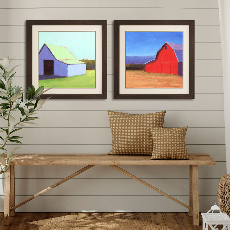 Homestead Barn Giclee Wall Art Set with Dark Wood Frame