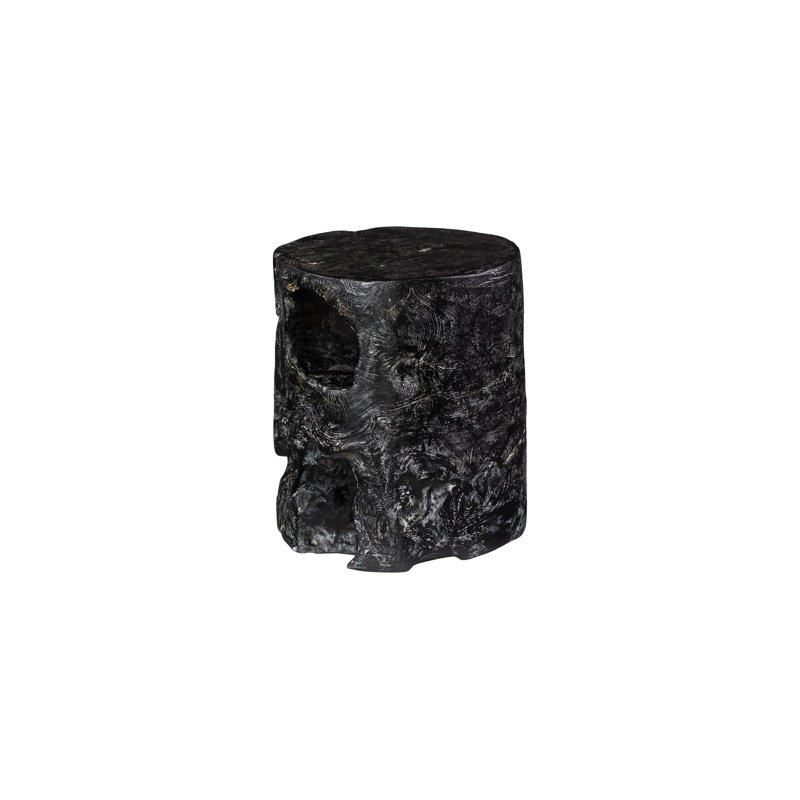 Black Wash Solid Wood Round Stool