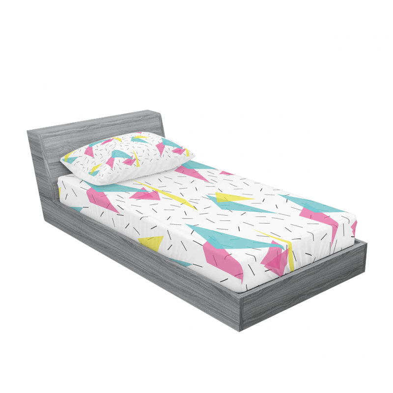 Ensemble de draps Memphis Forms Lines, Ensemble de draps pour lit simple TG avec drap-hou