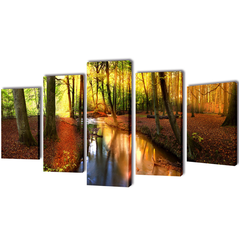 Forest 5 Piece Wall Art Set on Canvas, 100cm H x 200cm W x 1.8cm D
