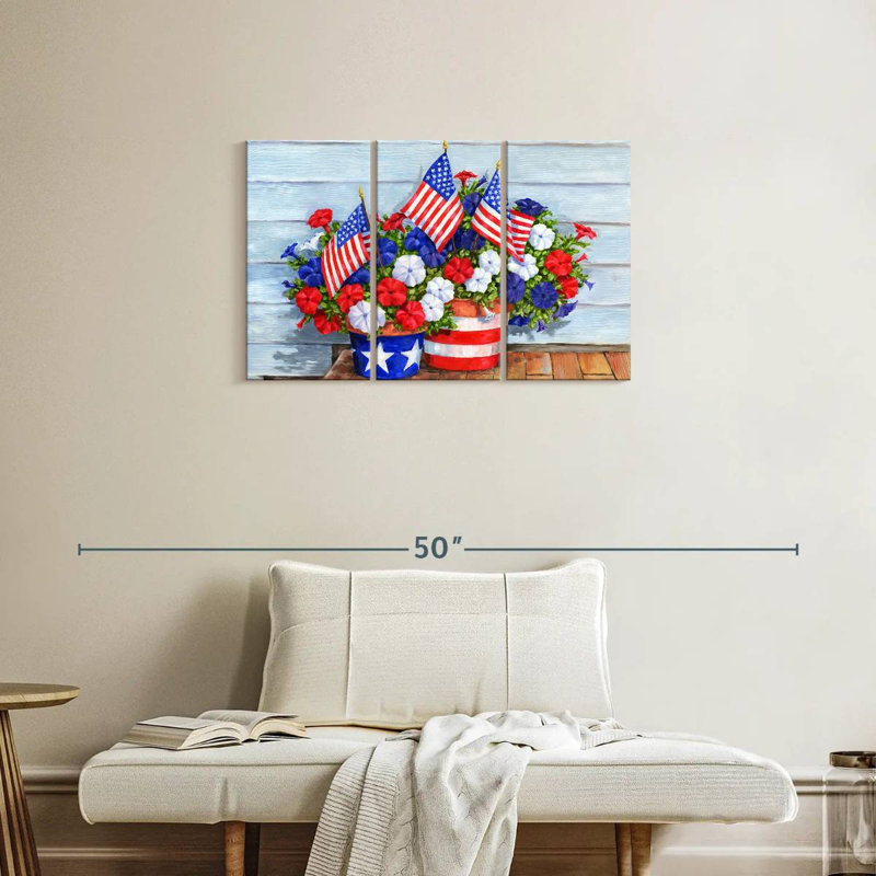Pétunias et drapeaux Harnek, H 20 po x l 33 po
