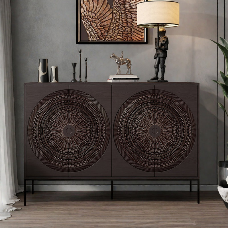 Buffet en bois sculpté rétro Light Light, Tanné