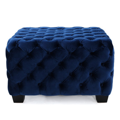 Modern Navy Velvet , Button- Diamond Stitch, 29.07" W X D 18.7" H In Blue For Luxurious Interior