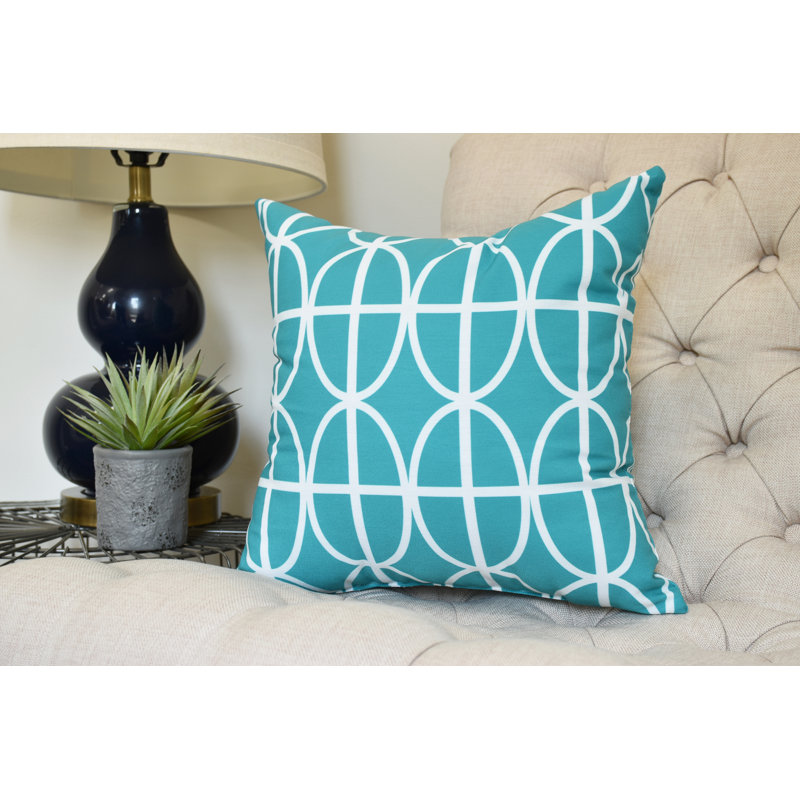 Palm Beach Geometric Reversible Throw Pillow, Teal, 16" x 16"