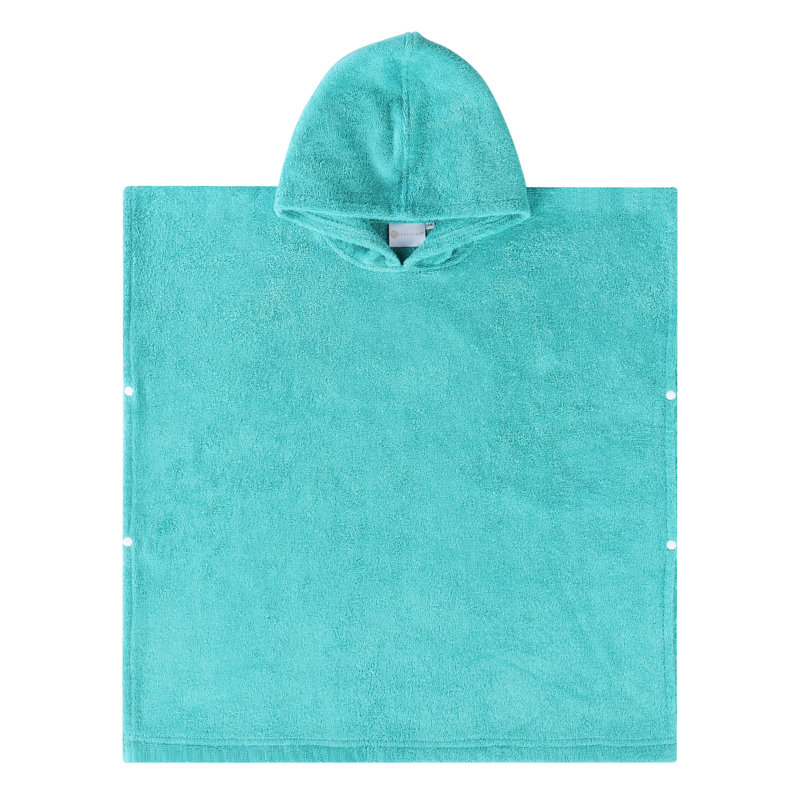 Extli Cotton Terry Cloth Above Knee Kids Unisex Bath Towels with Pockets and Hood, S/M, Teal
