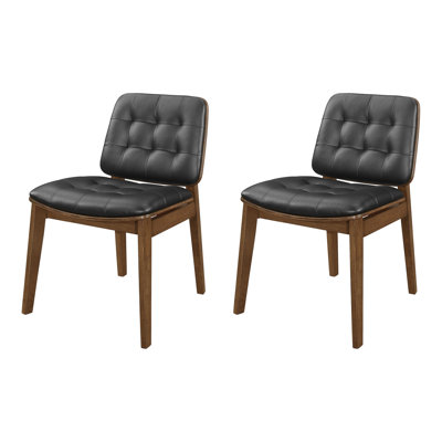 Chaise d'appoint capitonnée noire et noyer Kellem