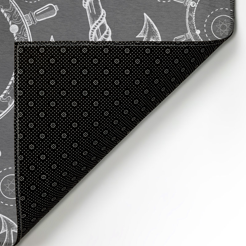 Tapis intérieur / extérieur gris en polyester tissé à la machine Laflin, Rond 8 pi
