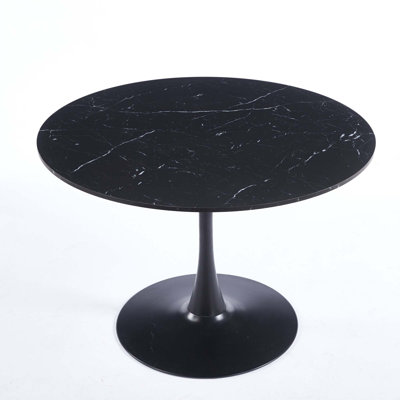 42.1" Top Tulip Table, Mid-Century Dining Table For 4-6 People - Round MDF Table Top (The Tabletop Consists Of Two Panels), Pedestal Dining Table, End Table & Leisure Coffee Table