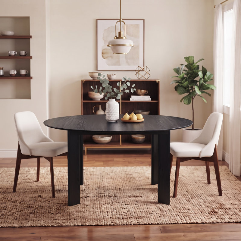 Table de salle à manger 59 "Moton, 30" H x 52" W x 52" D, 3 Pieces: Table, 2 Chairs, Black
