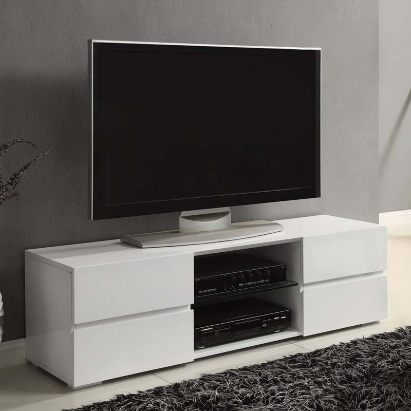 Console à 4 tiroirs blanc brillant