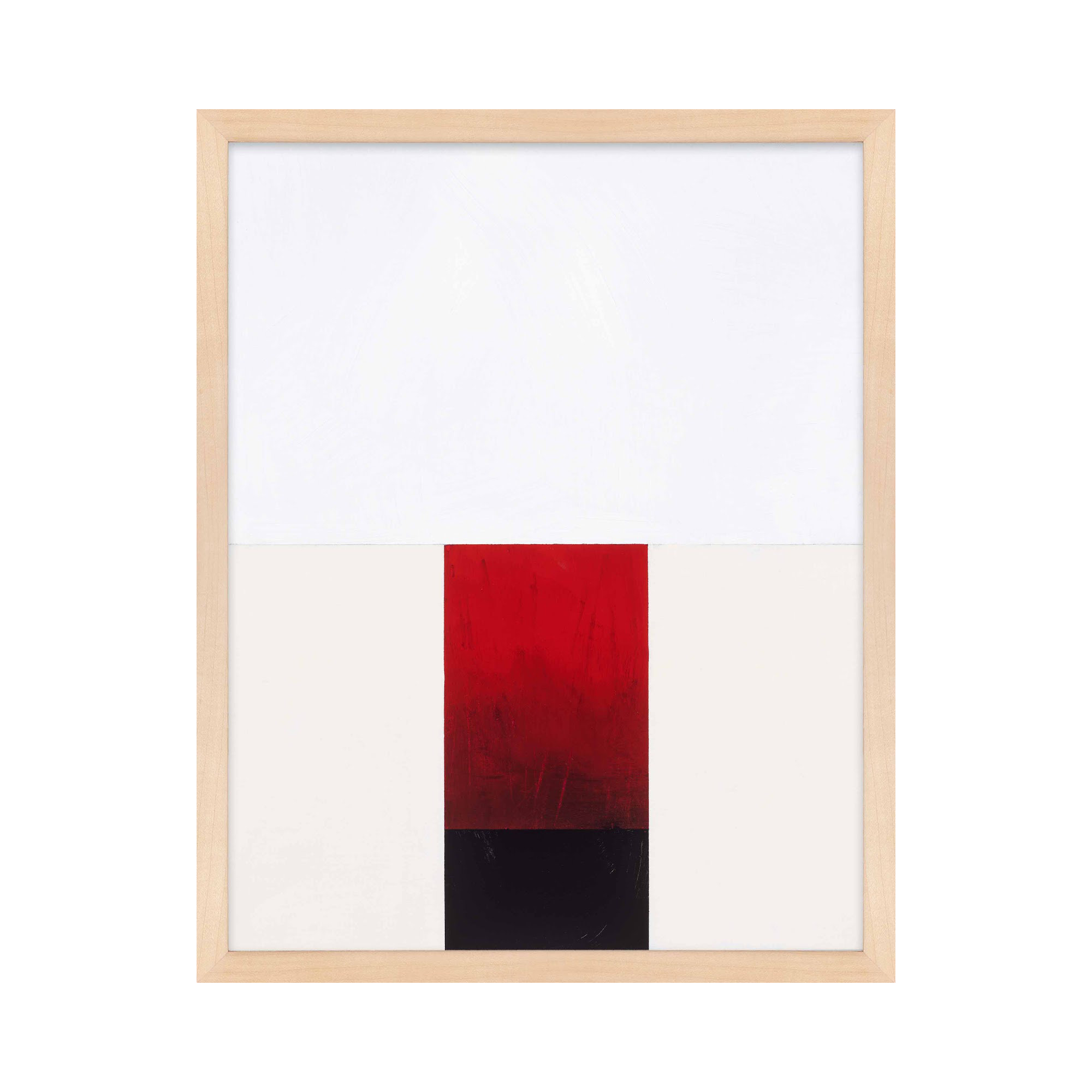 Tempo With Red 2 by Robert Kamnatnik, 25" H x 20" W x 1.25" D, Maple Framed Paper