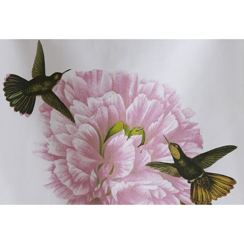 Hummingbird Pink Flower Dishtowel