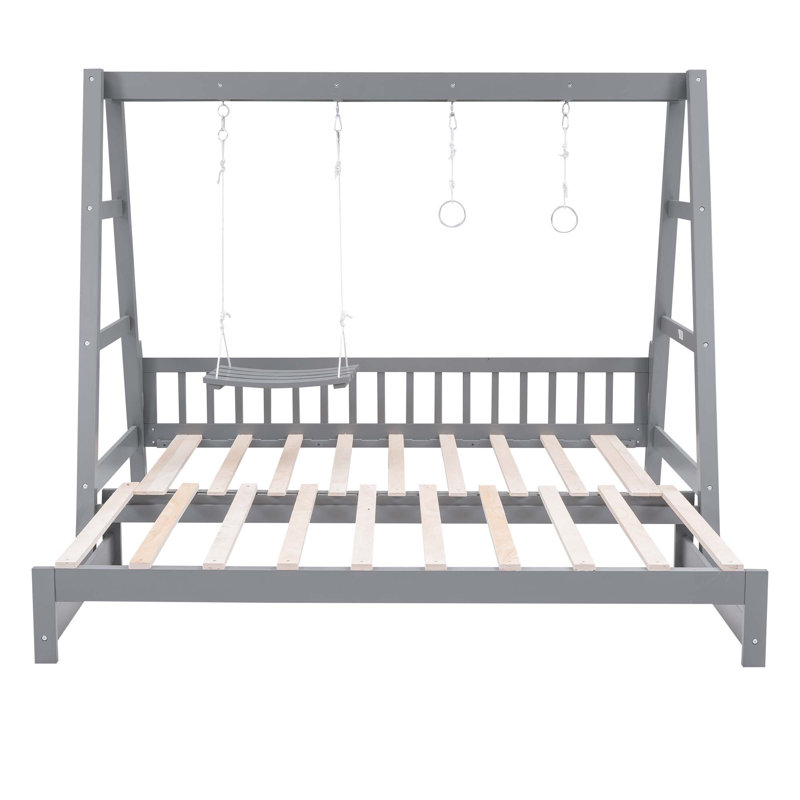Extendable Daybed With Swing And Ring Handles, Gray