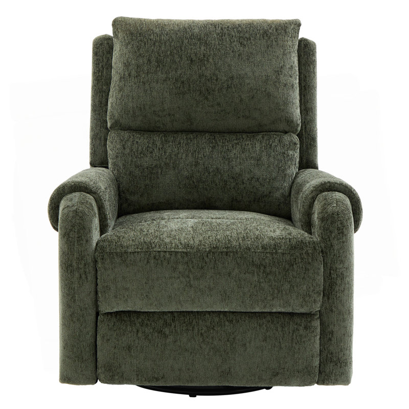 Ambria Manual Massage Recliner Chair With Swivel, Rocking, And Storage Pocket, Green
