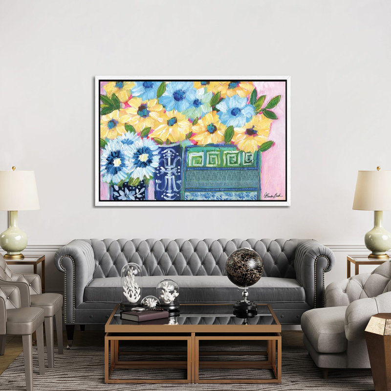 Chinoiserie Trio by Brenda Bush - Gallery-Wrapped Canvas Giclée on Canvas, White Framed, 152.5 cm H x 101.5 cm W
