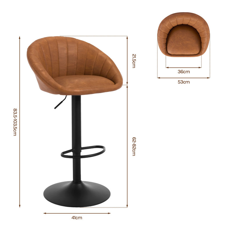Swivel Upholstered Adjustable Height Counter Stool with Metal Frame, Brown