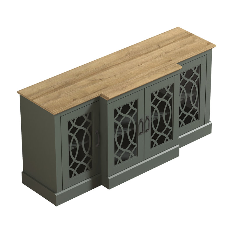Eleana 60.4'' 4 Door Wide Accent Sideboard, Green/Brown