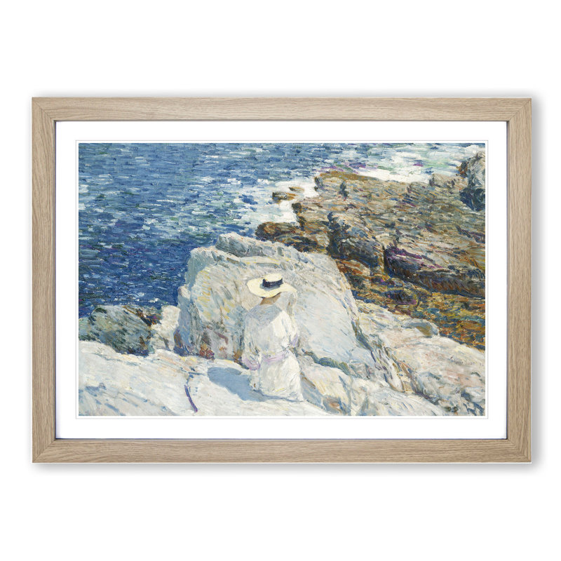 South Ledges in Appledore by Childe Hassam - Picture Frame Painting, Oak Framed, 36cm H x 48cm W x 2cm D
