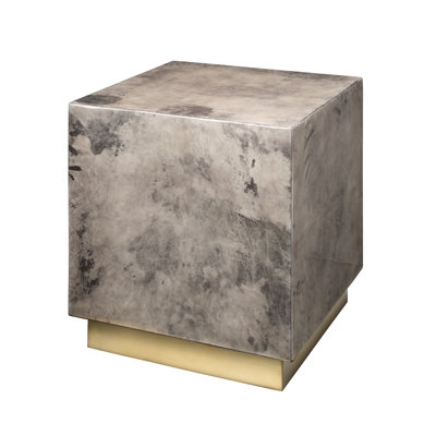 Cube Vellum Side Table, Warm Grey