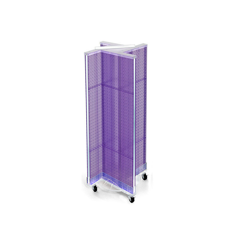 Présentoir de plancher en pin sur une base pivotante. Support à roulettes. Taille du panneau: l 13,5 po x H 44 po