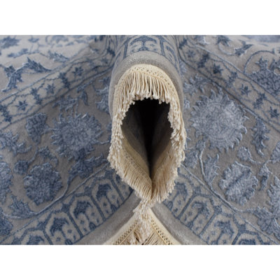 5'7"x7'10" Gray Kishoon Design 250 KPSI Wool and Silk Hand Knotted Rug 8A19B4C690C7433F9C04AE6EDE86E9BC