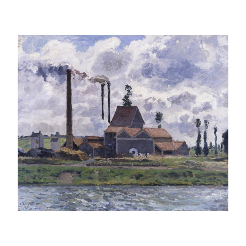 Usine près de Pontoise par Camille Pissarro - Estampe numérique, H 22 po x l 28 po