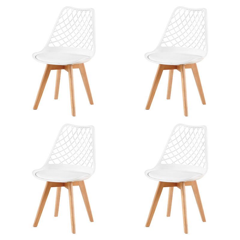 43cm H Upholstered Cross Back Side Chair in White