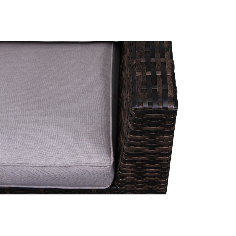Caron 122'' High-Density Polyethylene (HDPE) Wicker Outdoor Sectional, Espresso
