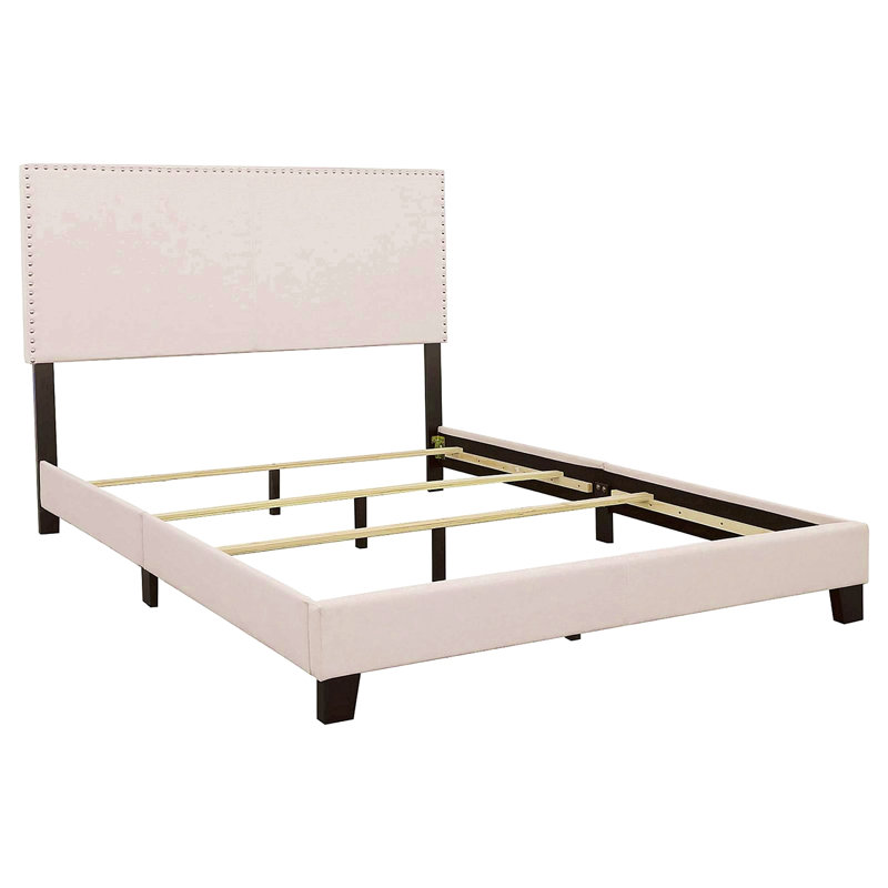 Ivory Twin Bed With Nailhead Trim, Ivory, Twin