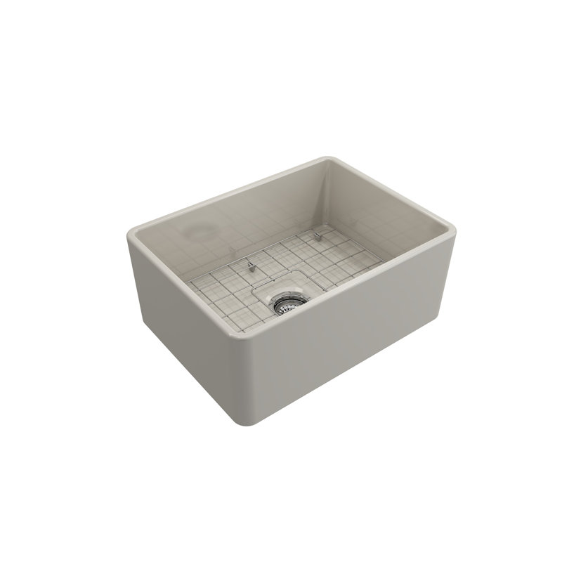 24'' L Fireclay Kitchen Sink, Biscuit
