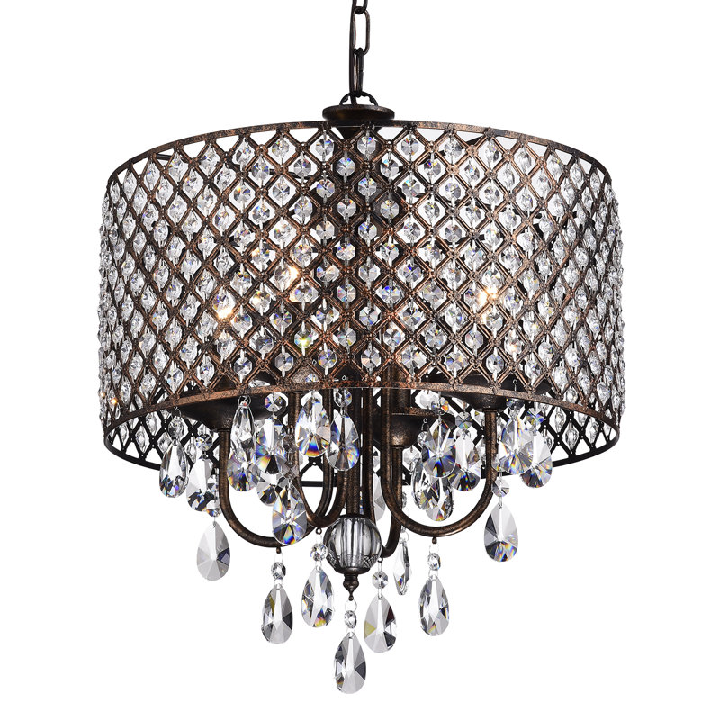 Lustre tambour 4 lumières Ivonna, Cuivre antique
