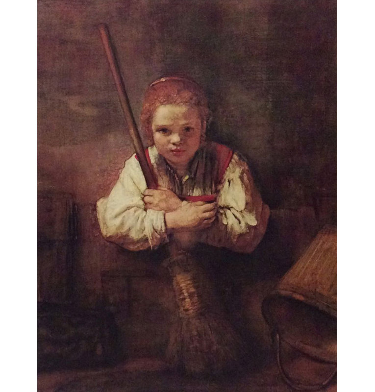 A Girl with a Broom, 37" H x 28" W