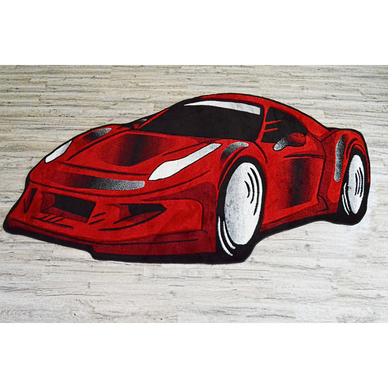 Buenrostro Free Shape 3D Kids Car Red Area Rug