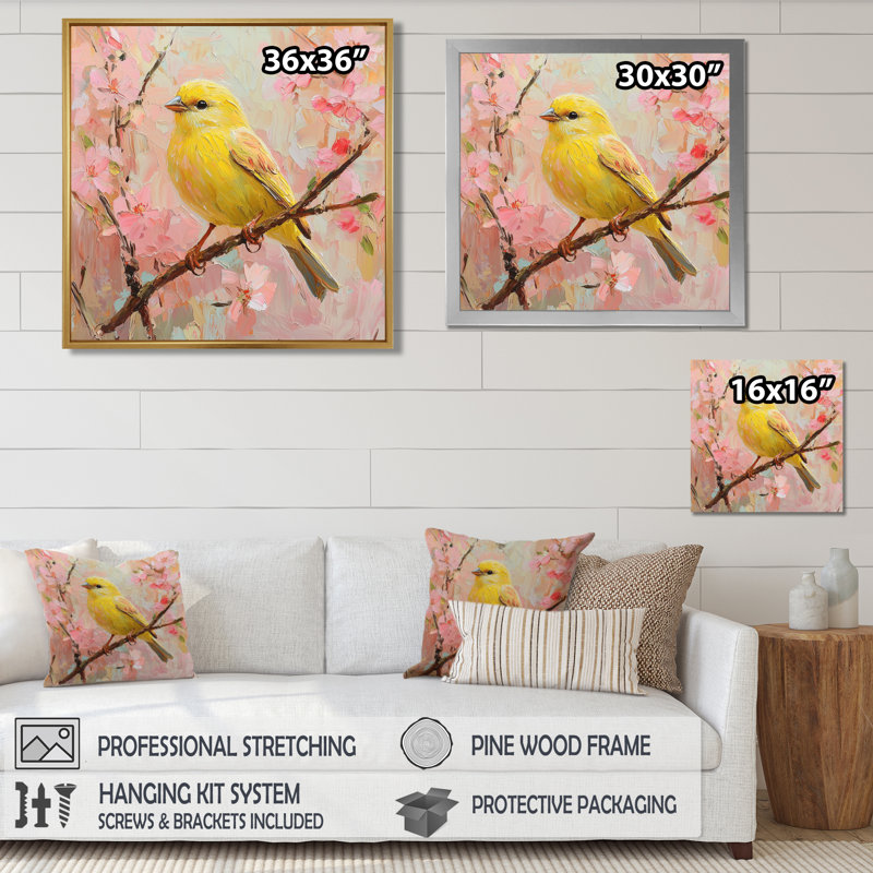 Songbird In Melody Summer Tree I - Bird, art mural, Impression encadrée flottante, Brun, 30" H x 30" W