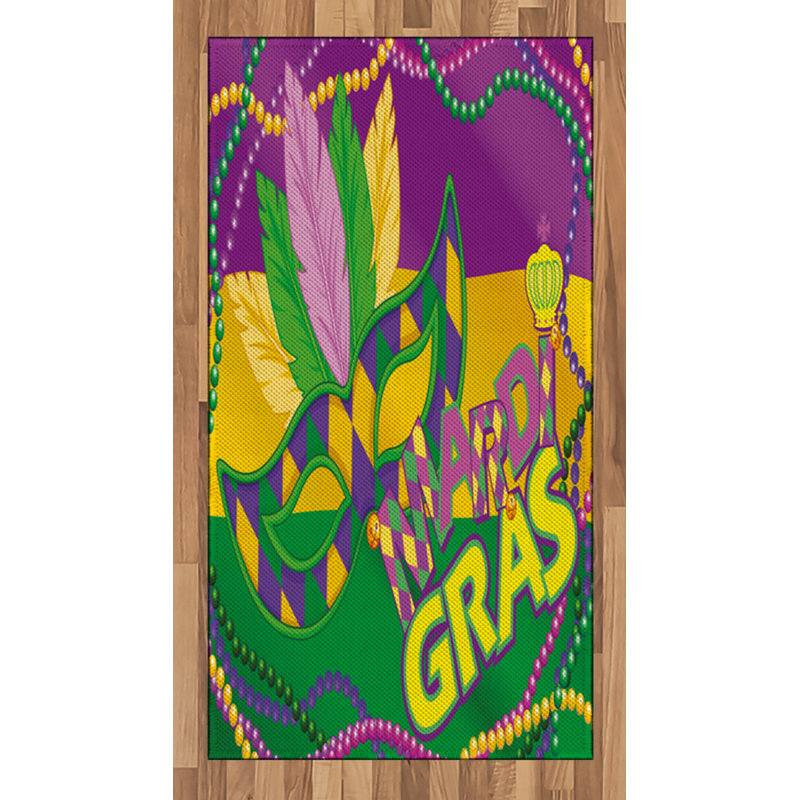 Mardi Gras High Density Long Fiber Poly Threads Decorative Area Rug Carpet, Rectangle 2'7" x 5'