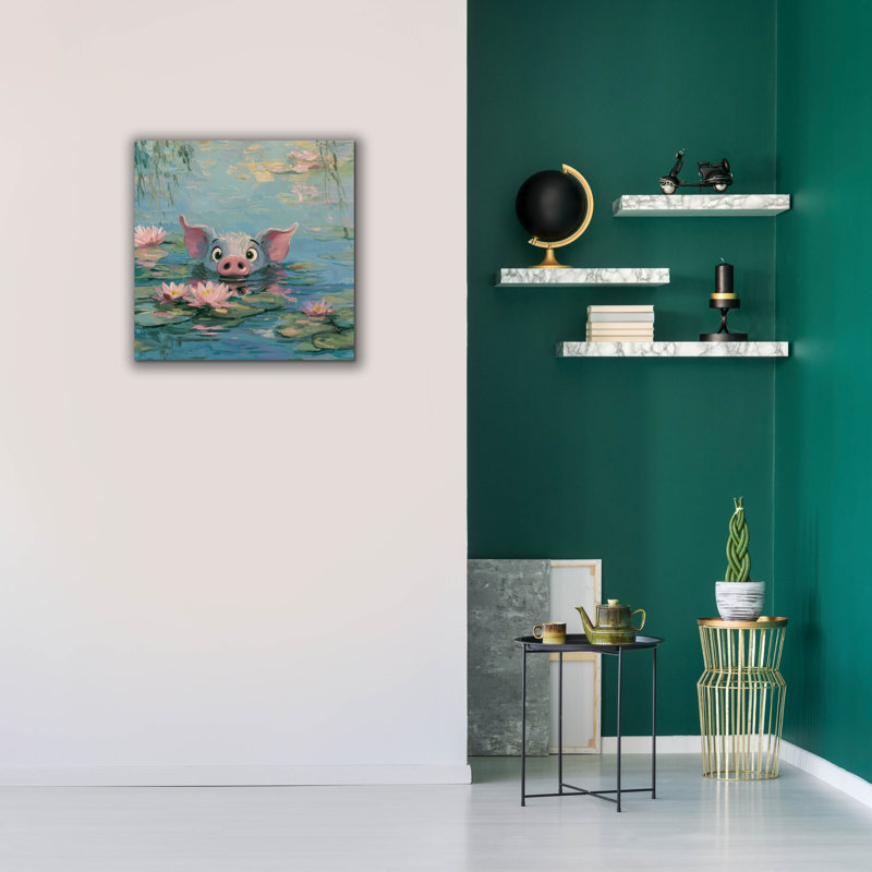  «Pig Fish» par Rich Monet, art mural sur toile, 26 po x 26 po, H 26 po x l 26 po