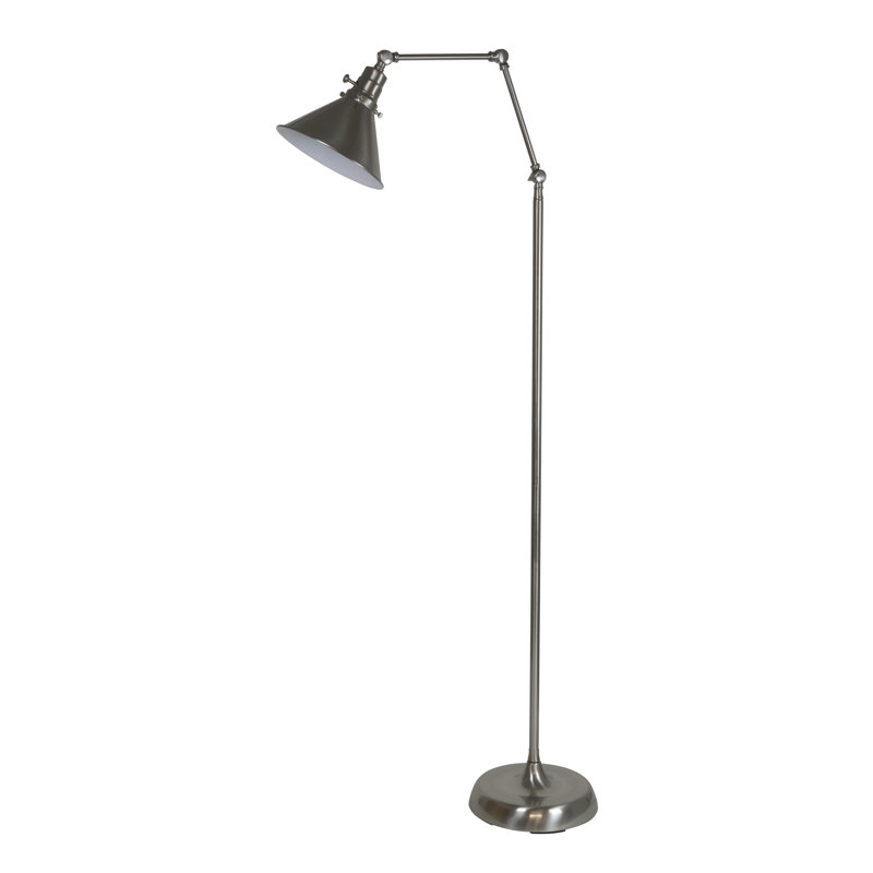 Otis Swing Arm Floor Lamp, Satin Nickel
