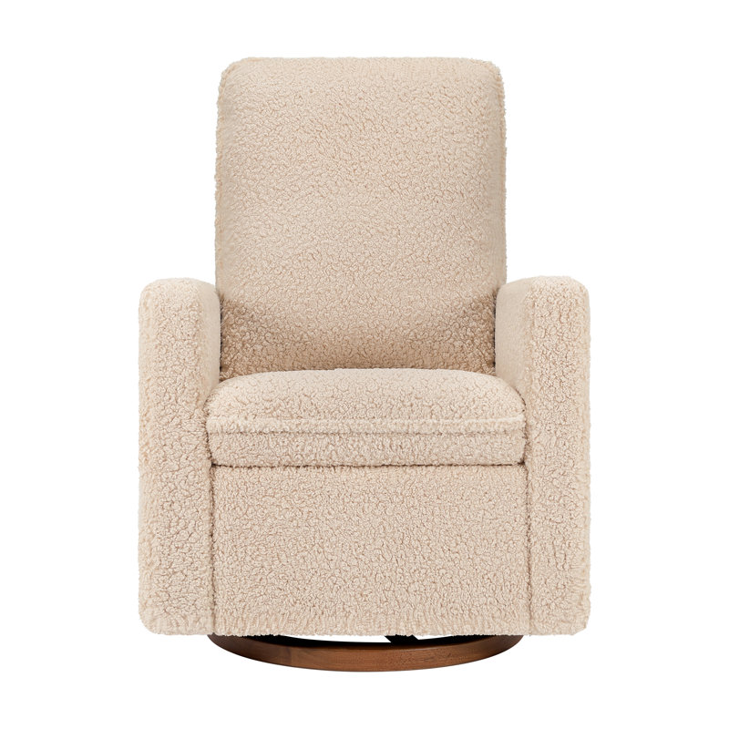 Cali Pillowback Swivel Glider, Beige Boucle/Black Base