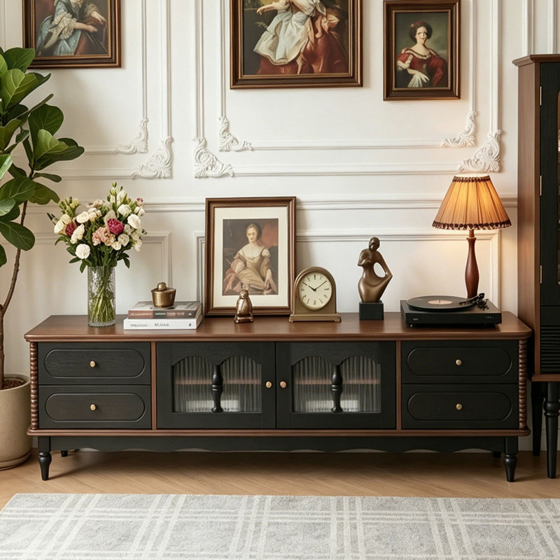 Meuble télé de style rétro français, 22.44" H x 78.74" W x 15.75" D