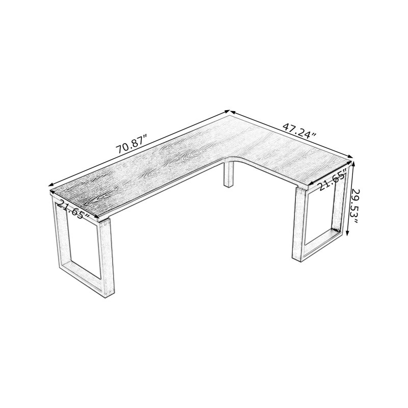 + Black L-Shaped Solid Wood desk, Right Hand Return, 29.53" H x 70.87" W x 47.24" D